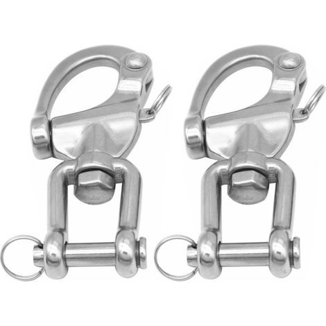 Lot de 2 mousquetons pivotants à émerillon 7 cm (2 3/4 po) en Acier Inoxydable, pour gréement d'ancre de Bateaux - Accessoire de Ligne d'amarrage à dégagement Rapide pour Yachts (1/5)