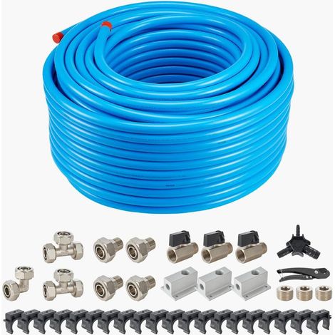 Kit Tuyauterie Air Comprimé Tube PEHD Aluminium 91,44 m Diamètre 25,4 mm Système Réseau d'Air Garage Atelier Bleu (1/5)