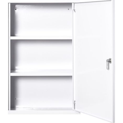 Armoire à Pharmacie, Murale, Acier, 3 Compartiments Pratiques, 40L x 18l x 60H cm, Blanche (1/5)