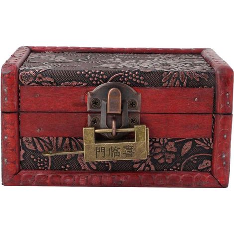 Vintage europäische Aufbewahrungsbox aus Holz für Schmuck und Kosmetik, dekorative Box mit Schloss, Wohnaccessoire (1/5)