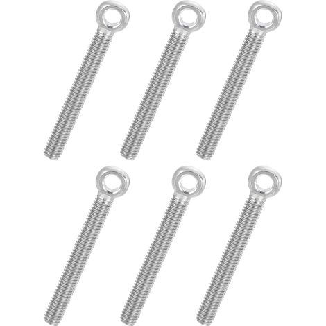 6 Pcs Boulon à Œil M6x50mm Boulon à Œillet de Levage pour Balancement d'Épaule, Vis Filetage Complet en Acier Inoxydable 304, Filetage Métrique Trou Coulissant, Couleur Argentée (1/5)