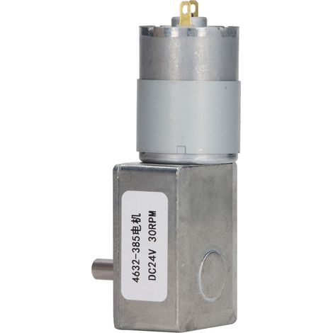 Moteur à engrenage à vis sans fin DC 24V 30RPM, moteur carré 4632-385, réducteur compact pour applications industrielles. (1/5)
