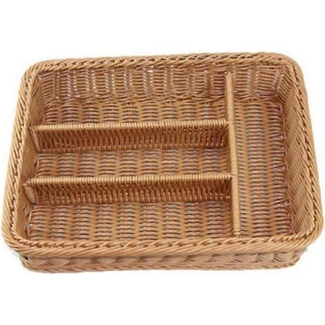 Panier à couverts en rotin, panier de rangement pour couverts, panier à baguettes, tiroir de bureau en rotin (1/5)