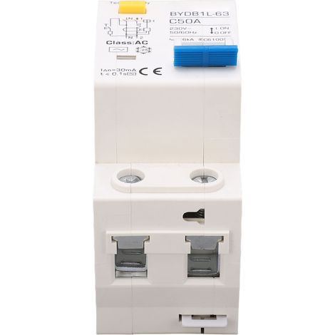 Disjoncteur 1P+N 50A 230V AC avec protection contre les fuites de courant, montage sur rail DIN pour plus de sécurité (1/5)