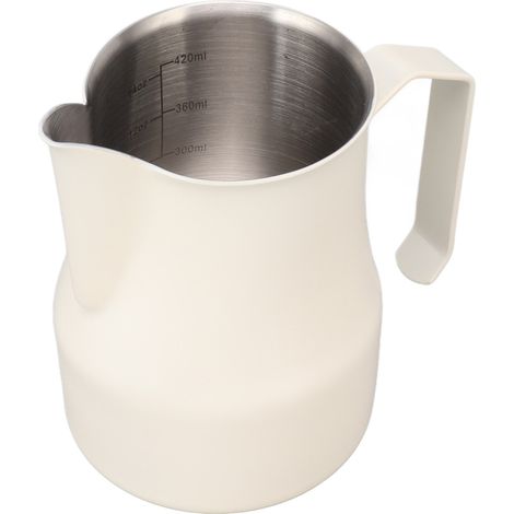 Pichet à lait en acier inoxydable 304 avec bec verseur et graduation, idéal pour le café, le latte macchiato et au bureau, blanc mat, 550 ml (1/5)