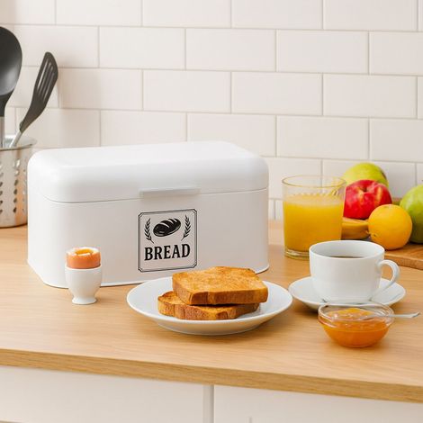 Scatola per il pane in metallo retro con coperchio e maniglia