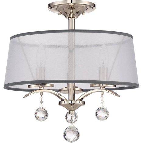 Deckenleuchte Lampe Wohnzimmerleuchte Kristallakzenten Metall D 40,7cm klassisch (1/5)