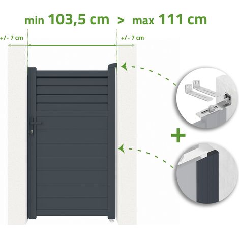 Portillon ajustable en largeur CARPATIA 1m H.180cm Aluminium Gris Anthracite (1/4)