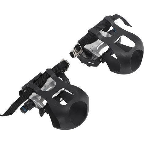1 paire de pédales de vélo d'appartement en aluminium avec cale-pieds et sangles 9/16 (1/5)