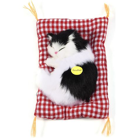 Peluche Chat Simulateur de Ronronnement pour Enfant, Décoration Maison Noir et Blanc (1/5)