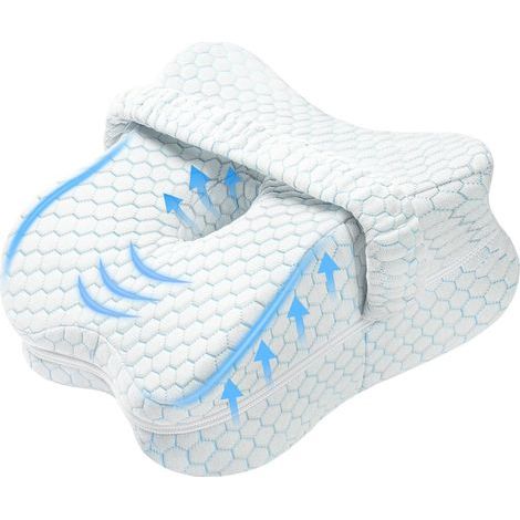 Ainiv Coussin de Jambe, Oreiller de Jambe, Coussin de Genou Ergonomique en Mousse à Mémoire de Forme avec Housse Amovible et Lavable, Coussin Entre Jambes pour Dormir sur Le Côté (Bleu) (1/4)