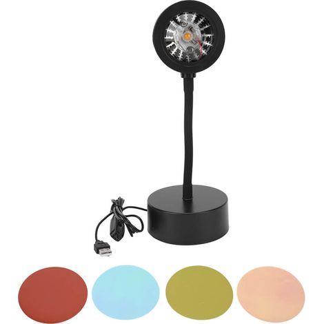 Lampe Projecteur Coucher de Soleil 5W LED RGB, Tube Flexible Transparent pour Ambiance Fête Maison, Projection Lumière Dorée Jaune USB (1/5)