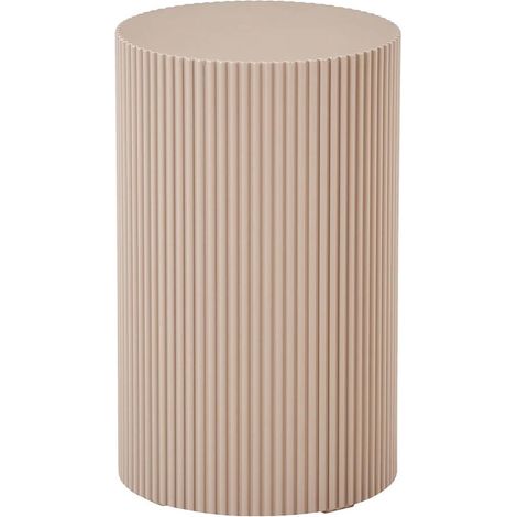 MADIGAN - Bout de canapé Cylindrique Strillé en MDF Strillé Beige
