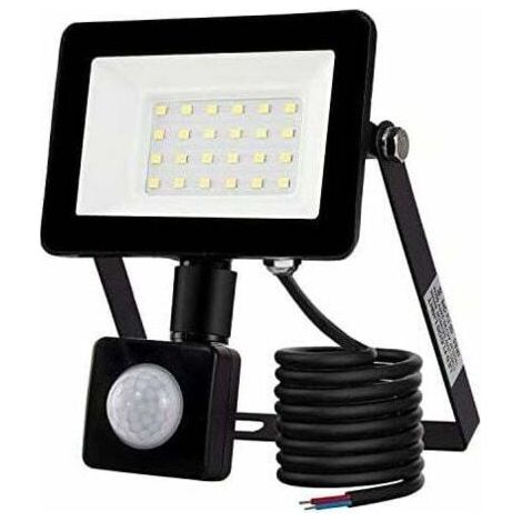 Projecteur LED extérieur 20W avec détecteur de mouvement 6500K Projecteur LED extérieur, IP66 avec lampe de sécurité à détecteur de mouvement, pour jardin, terrasse, pelouse, fête