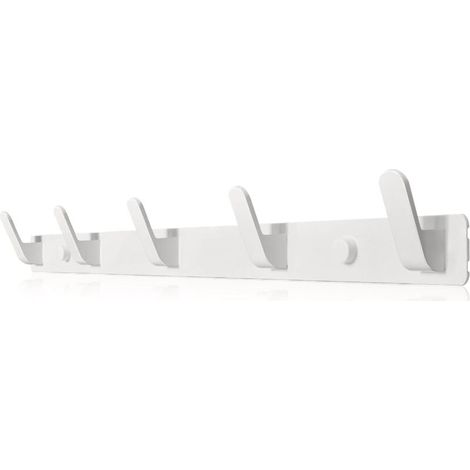 Wandgarderobe mit 5 Haken für Badezimmer, Schlafzimmer und Küche (weiß, 1 Stück) (1/5)
