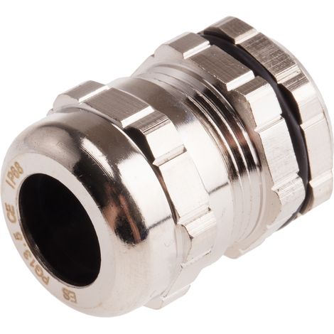 Presse-étoupe PG13.5 en Laiton nickelé pour câble de 6mm à 12mm, avec contre-écrous, IP68 ( Prix pour 1 ) (1/2)