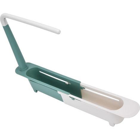 Estante telescópico para fregadero, cesta de drenaje ajustable, gran capacidad, extensible, para cocina (verde), 1 unidad