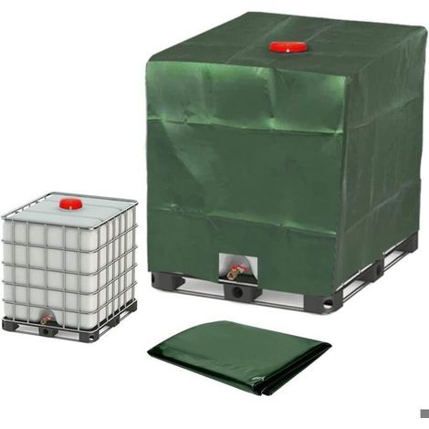 Bâche protection réservoir IBC 1000L verte - 120x100x116cm, anti-poussière (1/4)