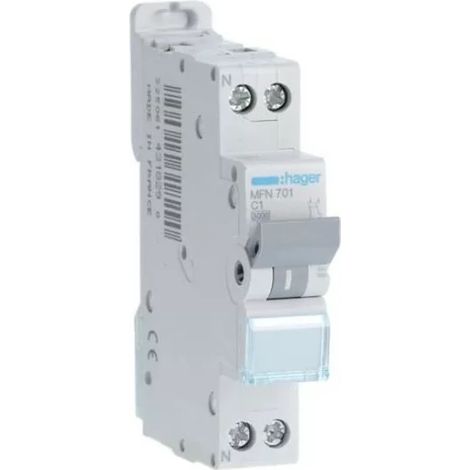 Hager MFN701 Interruttore automatico 1P+N 1A curva C