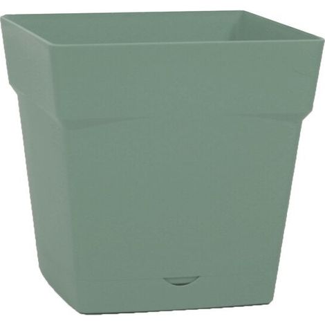 Pot de fleur Toscane avec soucoupe 24,8 x 24,8 x 24 cm carré - 10 litres - vert laurier - EDA