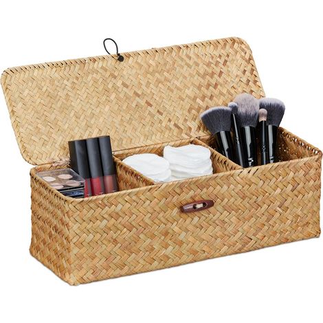 Caja de almacenamiento de algas marinas con tapa organiza tus articulos de tocador (1/5)