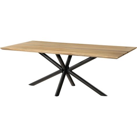 Esstisch Mango 200x100x74 natur lackiert / Epoxid schwarz, Kreuzgestell rund anthrazit matt EPOXY (1/3)
