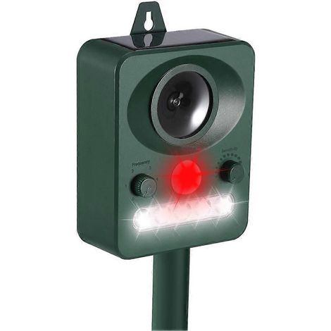 Répulsif sonique pour chats, répulsif pour chats, solaire ou USB, répulsif pour animaux à fréquence avec lumière LED, compatible, peut repousser les chats, les chiens et les renards. (1/2)
