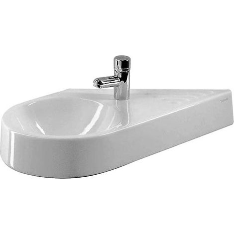 Lave-mains Duravit ARCHITEC sans trop pleinavec plage de robinettrie 645x410mm 1 trou de robinetterie diag we