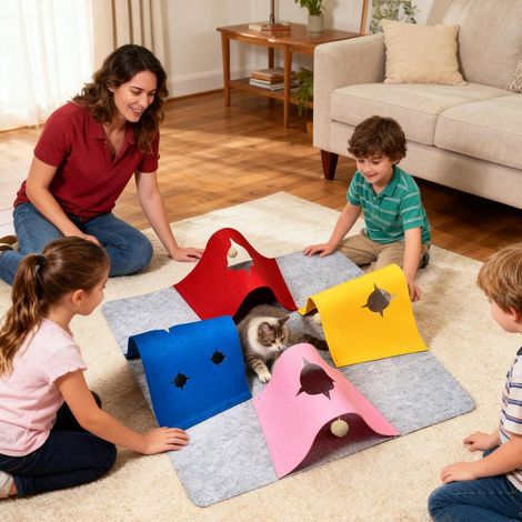 De Jeu pour Chat Jeu avec Tunnel 4 en 1 pour Chaton Tapis