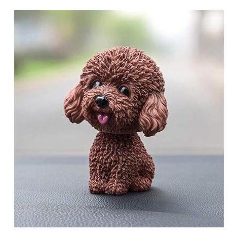 Chien Figurine Bouge la Tête Wobble Head Hocher Tête Jouet Tableau de Bord Décoration Chien en Hochant Tête Intérieur de Voiture Décoration (Teddy Marron) (1/3)