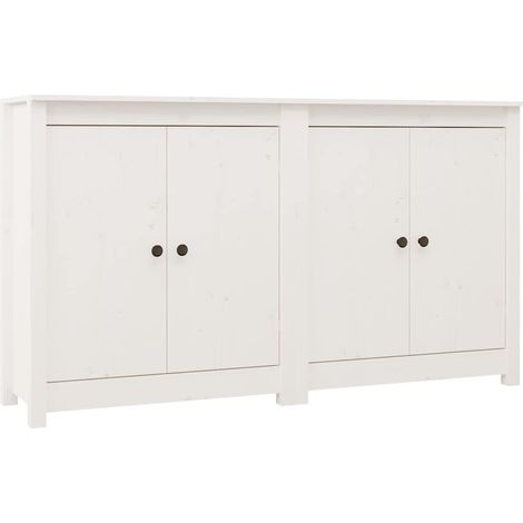 2 Stk. Sideboard/Anrichte/Buffet Weiß 70x35x80 cm Massivholz Kiefer LXWW645464 (1/5)