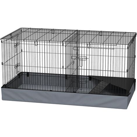 Cage pour petits animaux, dessus amovible, zones doubles, noir (1/2)