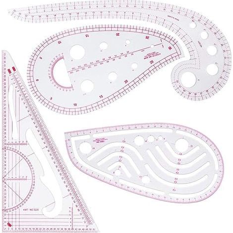 Sewing Ruler 4 Pieces Metric Ruler Curve Ruler for Sewing Drawing Template Customization Tool for DIY Clothing (1/5)