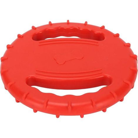 Ce frisbee souple et couineur est spécialement conçu pour les chiens, avec des côtés creux, ce qui le rend adapté à l'entraînement des grandes races. (1/4)