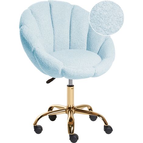 Silla de oficina giratoria elegante altura ajustable de bouclé azul claro Annabelle (1/5)