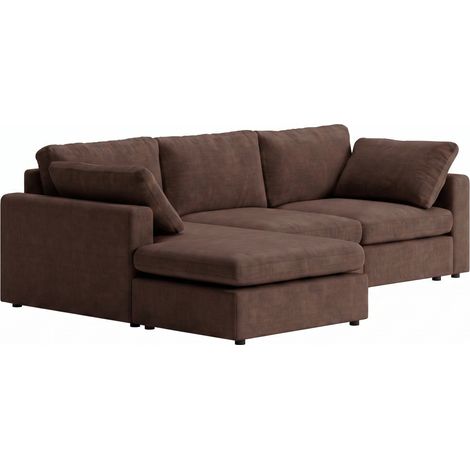 Canapé d'angle Lux avec méridienne droite ou gauche, incl. 2 coussins marron. (1/5)