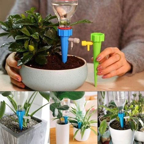 Arroseur Goutte à Goutte - Cône d'Arrosage avec Réglage de Débit et Contrôle de Libération Lente - Pour Arrosage Automatique de Plantes - 12 Pièces (1/4)