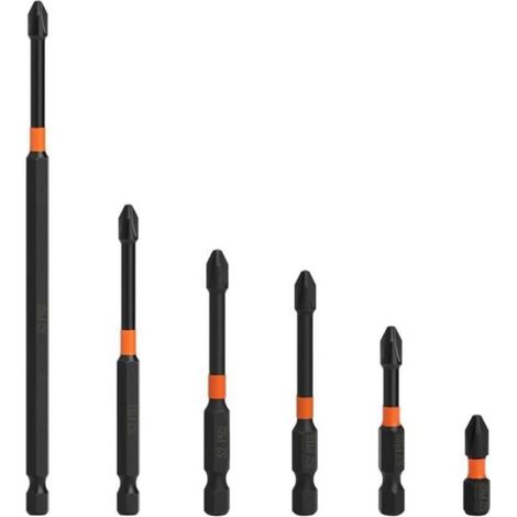 Embouts De Tournevis - Cruciforme Phillips - Pour Visseuse Electrique Et Manuelle - Aimantes - Lot De 6 (1/5)