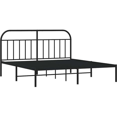 Cadre de lit métal sans matelas et tête de lit noir 180x200 cm vidaXL (1/5)