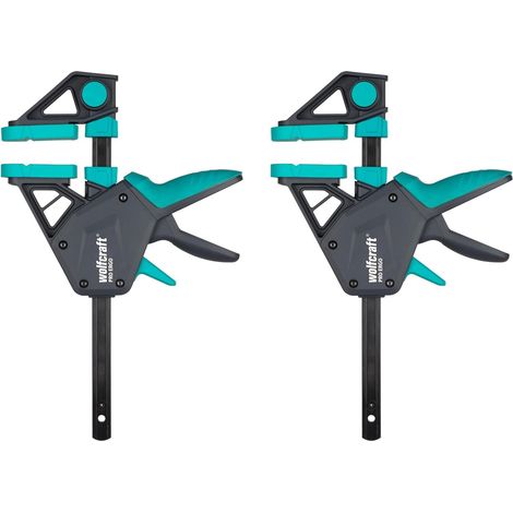 wolfcraft 2 Sargentos monomanual PRO Ergo - Fuerza de sujeción 150 kg - 8677060 - El cómodo sargento para todo tipo de usos - ancho de sujeción 700mm