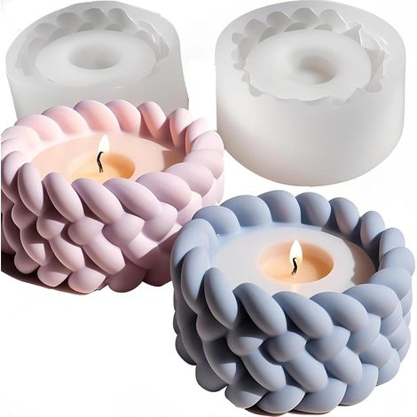 Lot de 2 bougeoirs en Silicone pour Bougies et Pots de Fleurs - pour béton/plâtre/résine époxy - Moules réutilisables en Silicone (1/5)