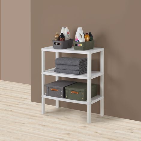 Scaffale bianco con 3 ripiani effetto legno 85cm in kit di montaggio Buzz