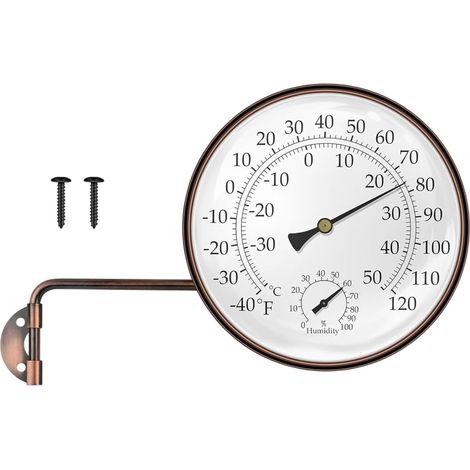 Thermo-hygromètre analogique, °C/°F, cuivre, 6", pour jardin (1/5)
