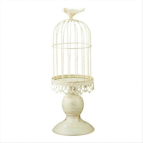 Bougeoir décoratif vintage en forme de cage à oiseaux, blanc, S (1/5)