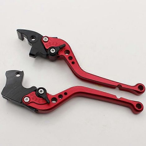 Convient aux motos KTM390 Duke, guidon court modifié anti-chute en alliage d'aluminium avec levier de frein et de klaxon (tige longue rouge) (1/5)