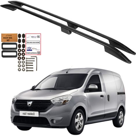 Barras de techo para Dacia Docker (2013-2020) y Renault Express (2021-), color negro.