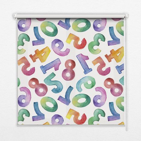 Store Enrouleur Intérieur pour Fenêtre - Store Tamisant - Store Enrouleur qui Laisse Passer la Lumière - Store Brise-Vue - Store - Store pour Intérieur - (100 cm x 140 cm) - Chiffres colorés (1/5)