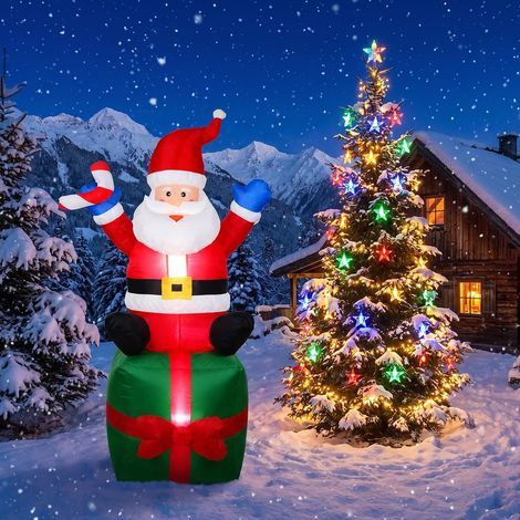 IDEALHOUSE Décoration Noël extérieure renne gonflable auto gonflable adaptateur UE pour jardin terrasse pelouse (1/5)