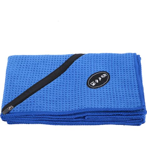 Serviette de sport microfibre avec poche, absorption rapide, séchage facile, antibactérienne, 110x30cm, bleu foncé (1/5)