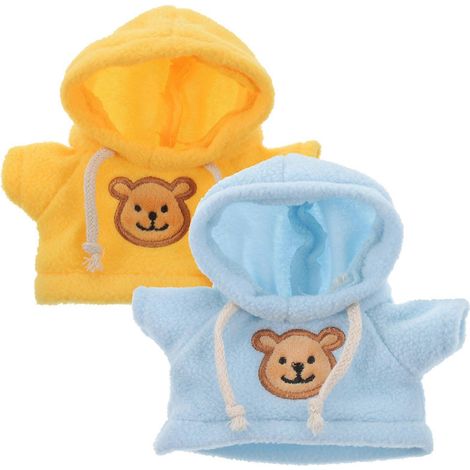 2er-Set Plüschbärenkleidung, Mini-Bärenpuppenkleidung, Stoffbären-Hoodies, Stofftier-Verkleidungskleidung-14.00X7.00X1.00CM-Assorted Color2 (1/3)